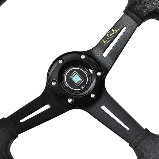 Volanti Nardi da 14 pollici ND PU per auto da corsa, volante sportivo universale Deep Corn Drifting con logo ND