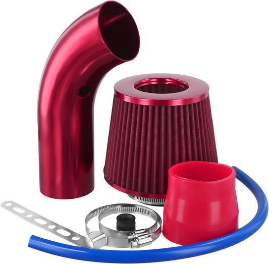 Filtro aria QWORK®, kit tubo di flusso in alluminio da 76 mm (3 pollici), rosso
