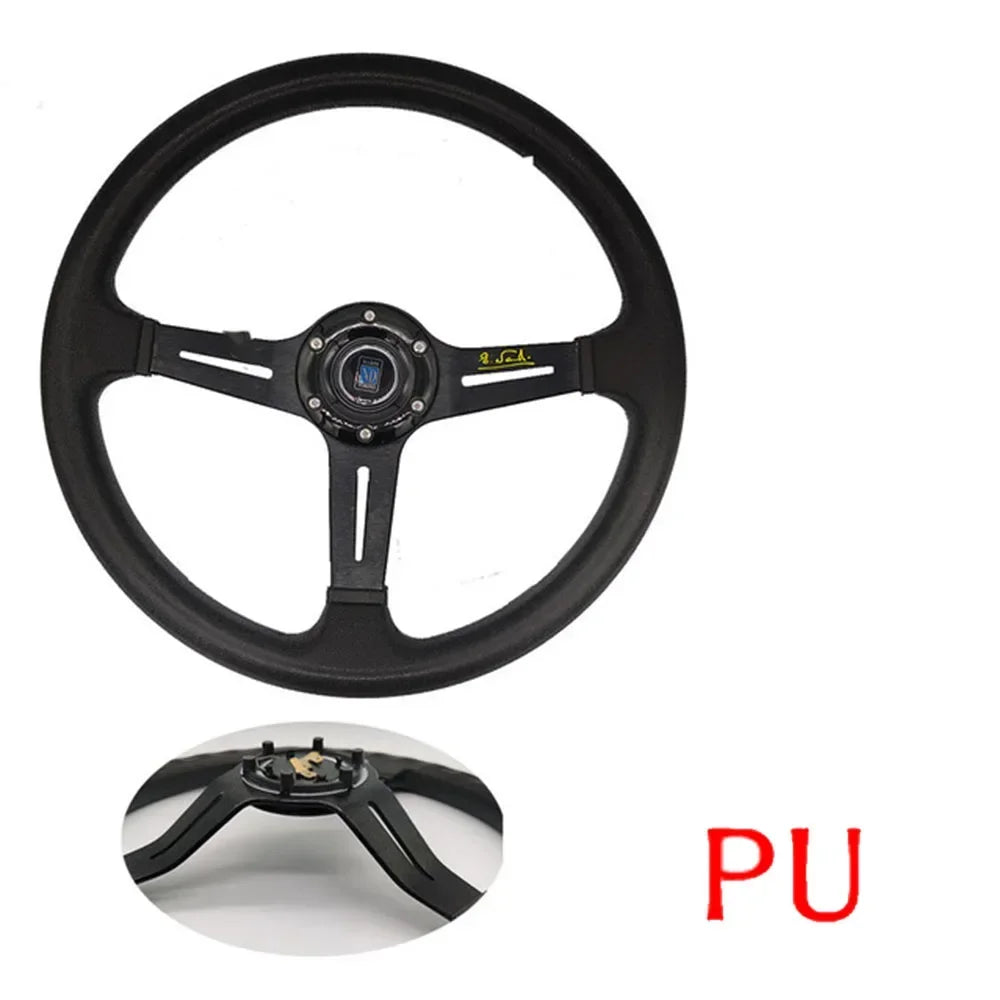 Volanti Nardi da 14 pollici ND PU per auto da corsa, volante sportivo universale Deep Corn Drifting con logo ND