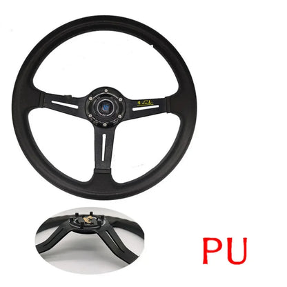 Volanti Nardi da 14 pollici ND PU per auto da corsa, volante sportivo universale Deep Corn Drifting con logo ND