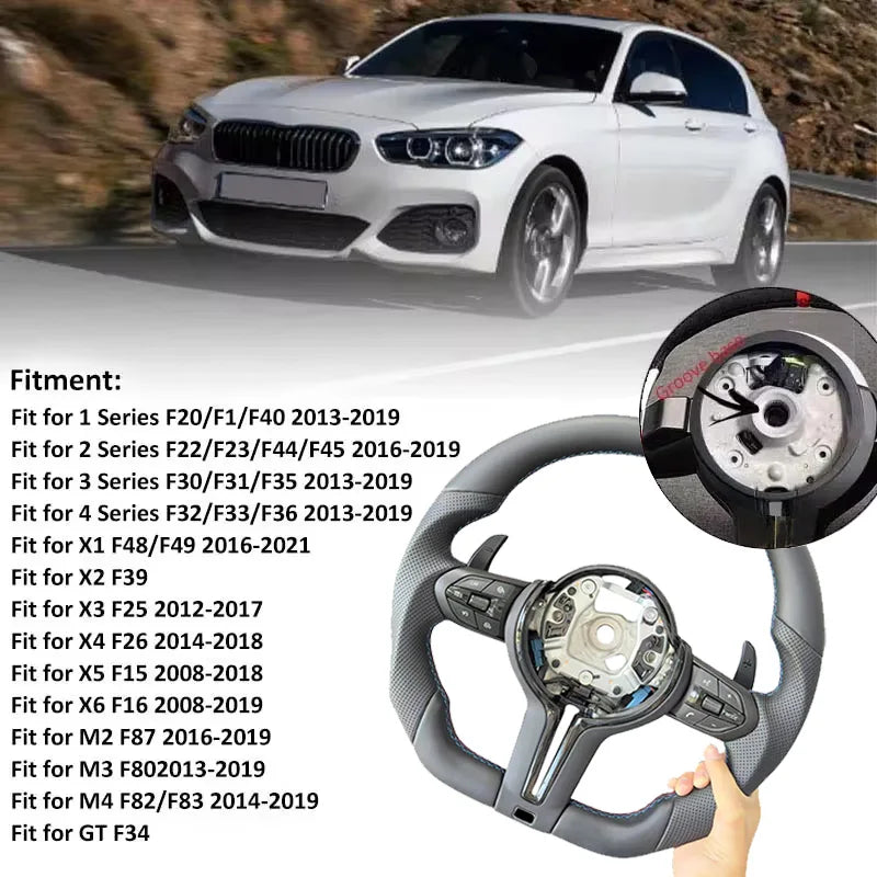 BMW F10 F20 F30 F32 F36 F80 F82 M3 M4 M leather sport steering wheel, modified