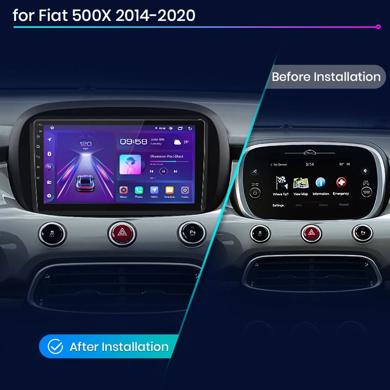 Junsun Android13 Autoradio per Fiat 500X 2014-2020 Sistemi intelligenti per auto per Apple Carplay FM GPS SWC BT
