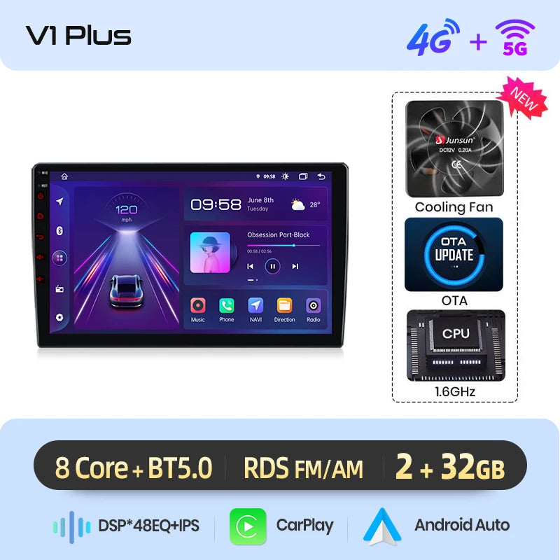 Junsun Android13 Autoradio per Fiat 500X 2014-2020 Sistemi intelligenti per auto per Apple Carplay FM GPS SWC BT