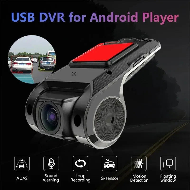 Dash Cam DVR per auto Full HD 1080P Dash Cam per lettore DVD Android ADAS LDWS Unità di navigazione Audio automatico Allarme vocale Registrazione video