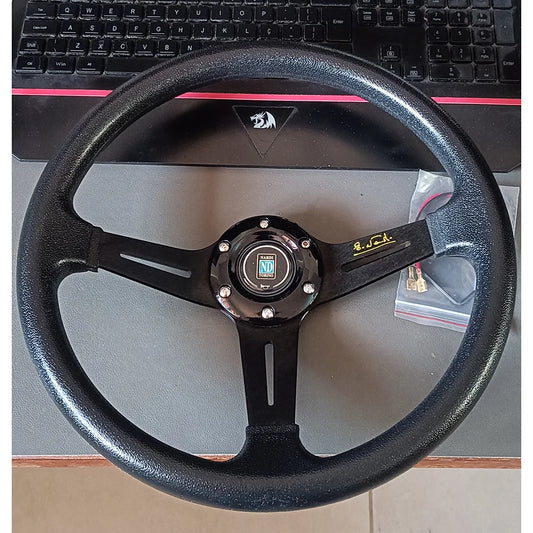 Volanti Nardi da 14 pollici ND PU per auto da corsa, volante sportivo universale Deep Corn Drifting con logo ND